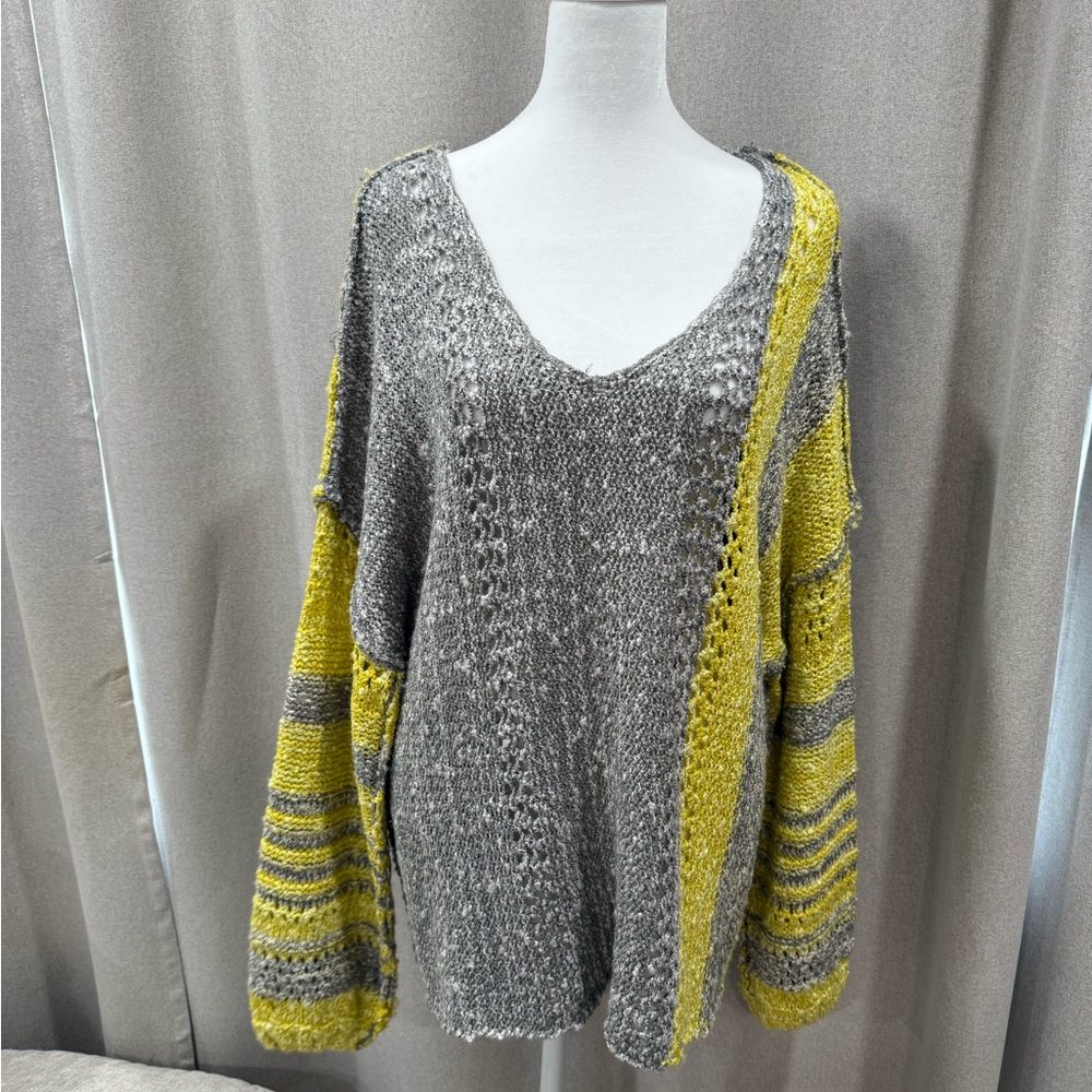 Gray and Yellow Knit Sweater